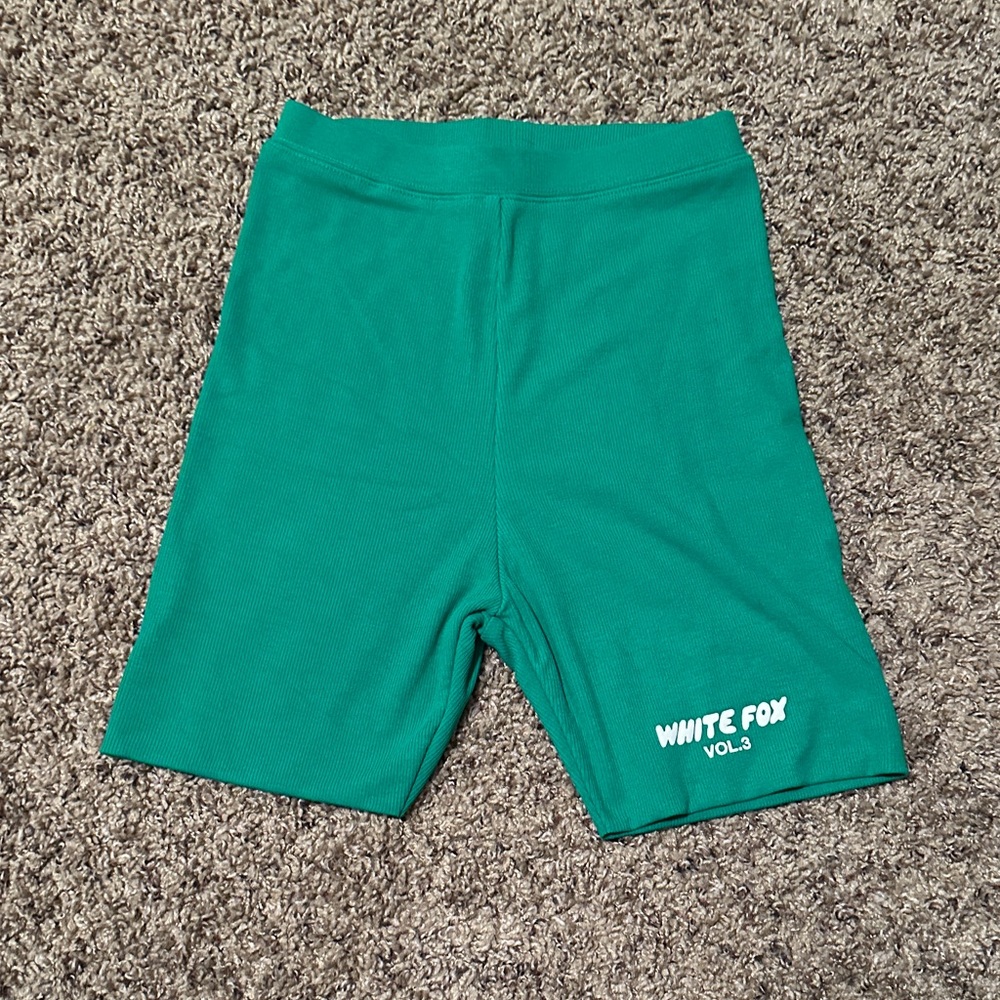 White Fox Green Biker Shorts